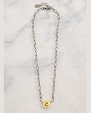 Katana 2-toned Paperclip Chain Initial Necklace