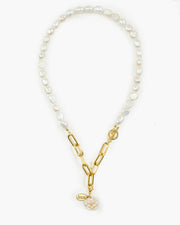 Michelle Freshwater Pearl and Paperclip Chain Necklace