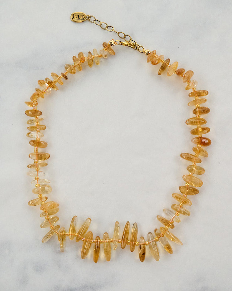 Catron Spike Cut Natural Gemstone Short Necklace