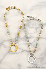 Cheney Paperclip Chain and Gemstone Short Necklace