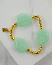 Cochiti Aqua Crystal and Lava Bead Stretch Bracelet