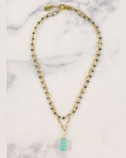 Fanta Double Strand Gemstone and Paperclip Chain Necklace