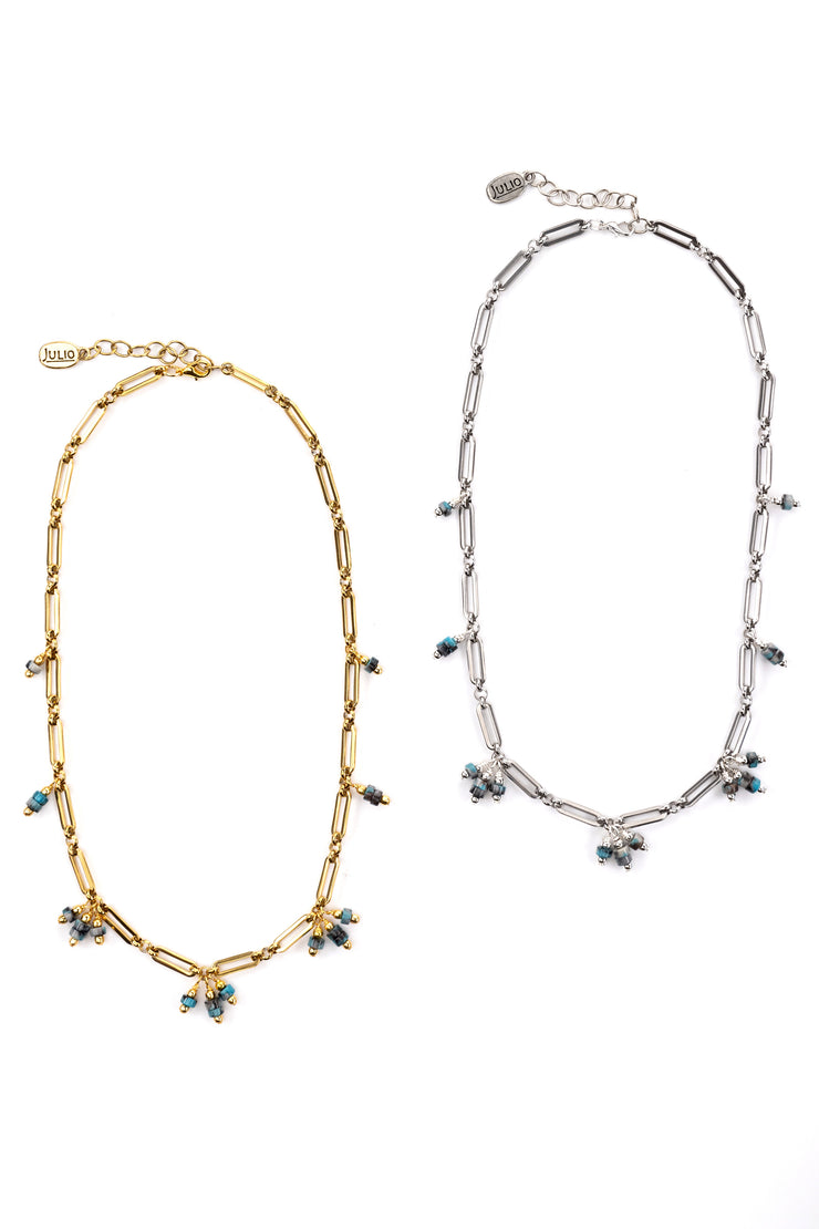 Tomasita Gemstone and Paperclip Chain Necklace