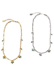 Tomasita Gemstone and Paperclip Chain Necklace