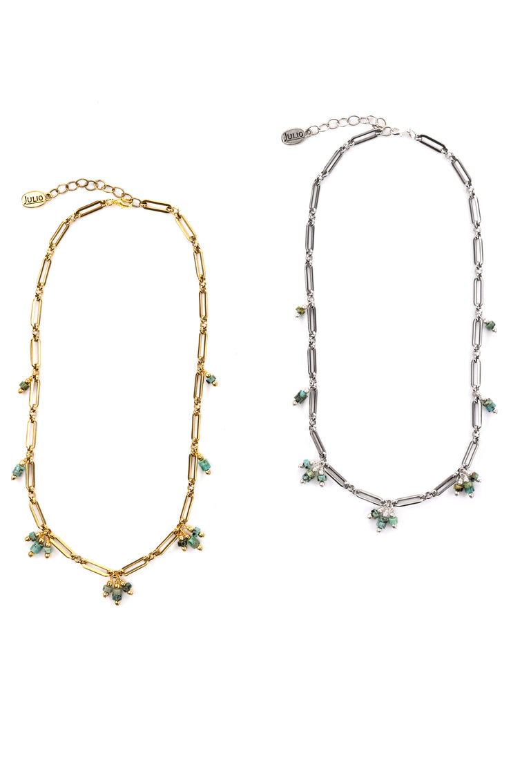 Tomasita Gemstone and Paperclip Chain Necklace