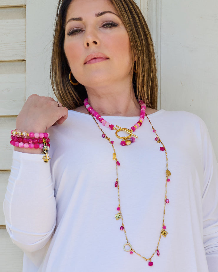 Rio Arriba Electric Hot Pink Large Toggle Front Necklace