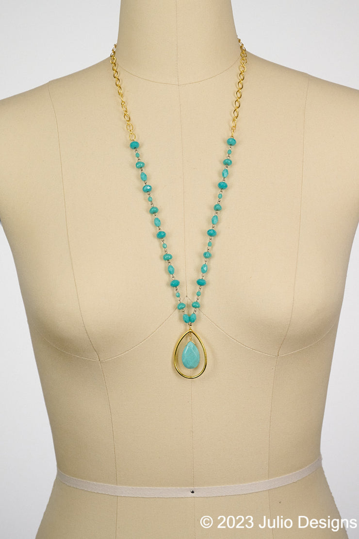 Canoncito Long Turquoise Crystal Linkage Necklace