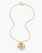 suspended from a strand of textured cable chain, Julio Designs, Handmade, Frisco TX Cavendish Necklace consists of a Maltese cross and circle pendant 