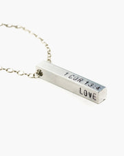 Perfect for family names, significant dates or even geographic locations. Frisco TX, Julio Designs, Handmade Custom stamped column on cable chain. Create your own custom Devotion Necklace or choose from our favorites.