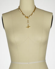 Donna Paperclip Chain and Freshwater Pearl Lariat Necklace