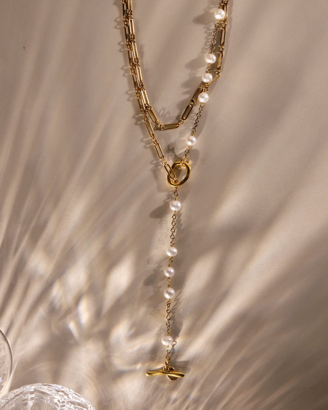 Donna Paperclip Chain and Freshwater Pearl Lariat Necklace – Julio