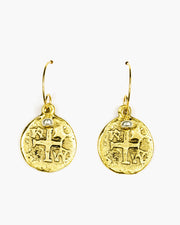 Our classic coin earring. Gold, Julio Designs, Frisco TX, Handmade Gold