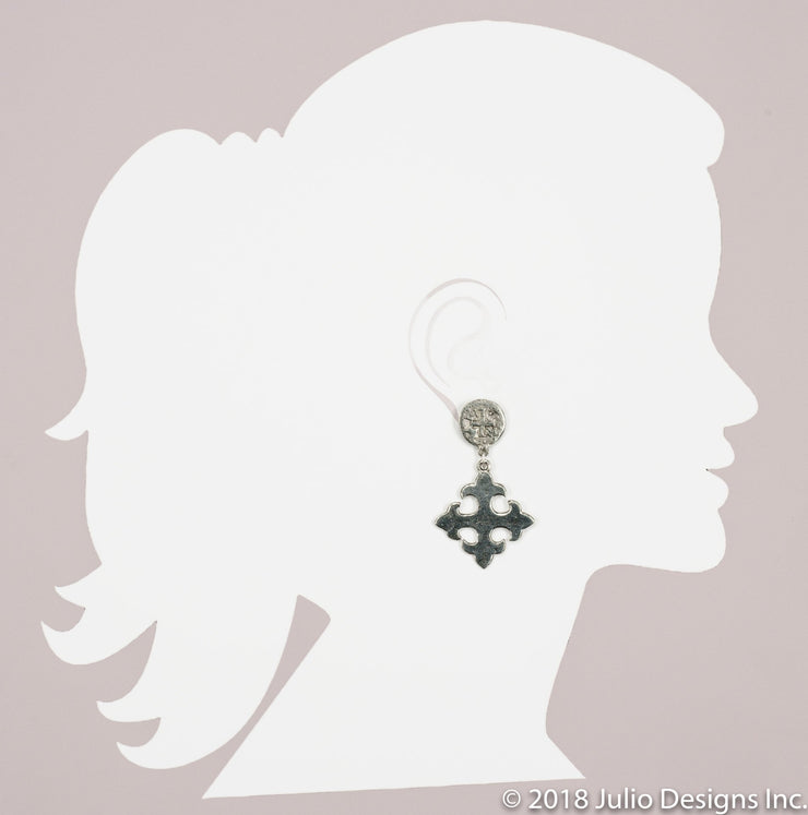 Coin Cross and Maltese Cross Post Top Earring (ER349)