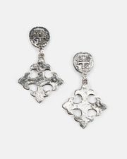 Frisco TX, Handmade, Julio Designs Large Maltese cross charm on coin cross post top. Silver