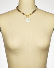 Our Ginsburg maltese cross colorful necklace is a statement necklace for casual outfits.