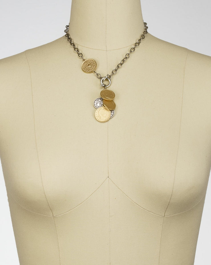 Gravity Toggle Front Coin Necklace