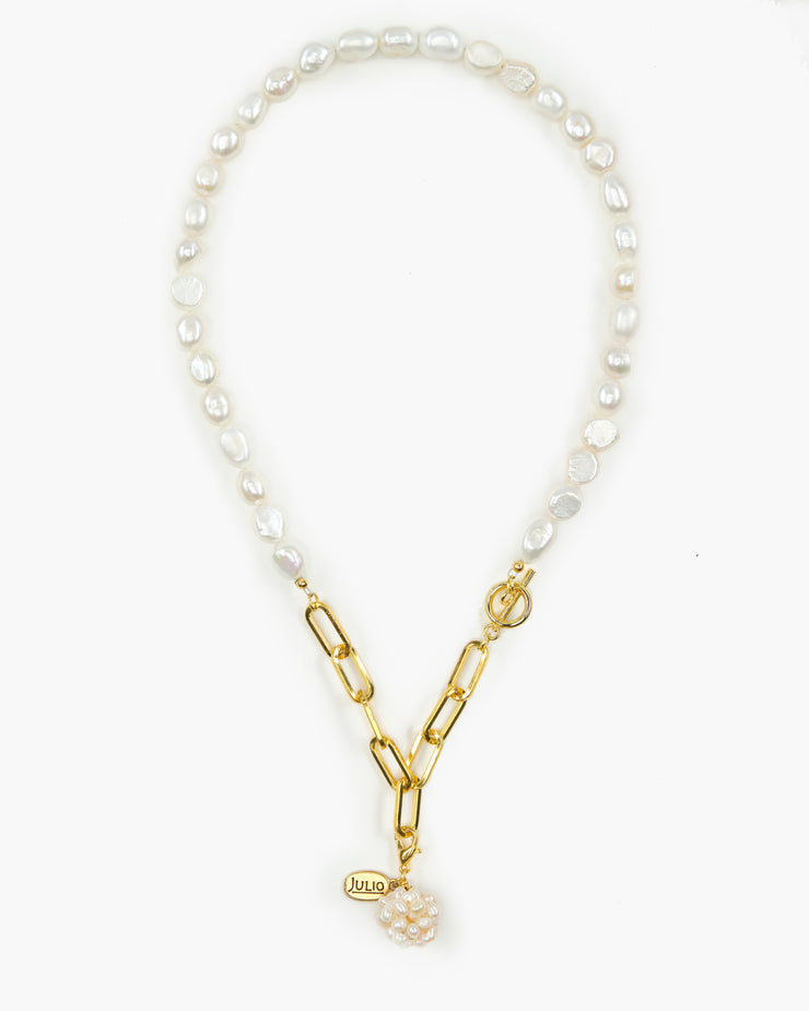 Michelle Freshwater Pearl and Paperclip Chain Necklace